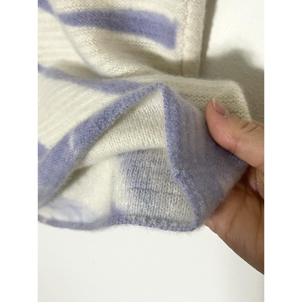THE ELDER STATESMAN Bermuda Ivory & Blue Cashmere T-Shirt Luxury Handspun S - Picture 6 of 14